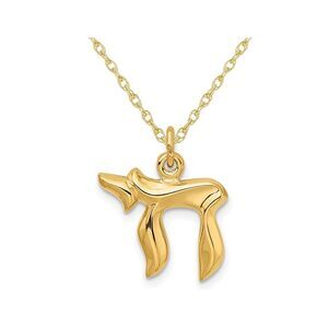 Small Chai Pendant Necklace in Gold Plated Sterling Silver with Chain